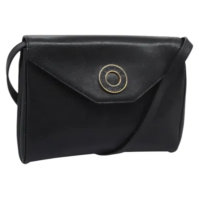 Pre-owned Celine Céline Logo Du Cercle Black Leather Shoulder Bag ()
