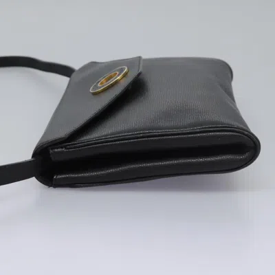 Pre-owned Celine Céline Logo Du Cercle Black Leather Shoulder Bag ()