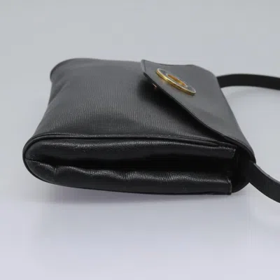 Pre-owned Celine Céline Logo Du Cercle Black Leather Shoulder Bag ()
