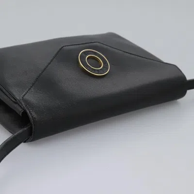 Pre-owned Celine Céline Logo Du Cercle Black Leather Shoulder Bag ()