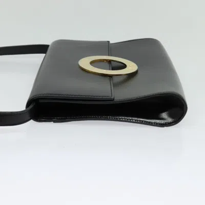 Pre-owned Celine Céline Logo Du Cercle Black Leather Shoulder Bag ()