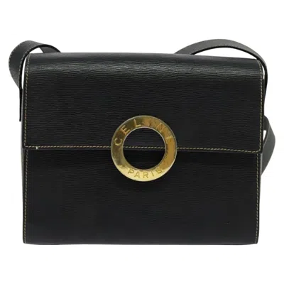 Pre-owned Celine Céline Triomphe Vintage Black Leather Shoulder Bag ()