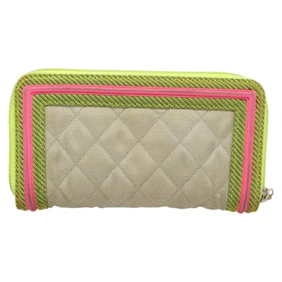 Pre-owned Chanel Boy Yellow Nylon Wallet  ()