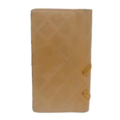 Pre-owned Chanel Cambon Beige Leather Wallet  () In Sand