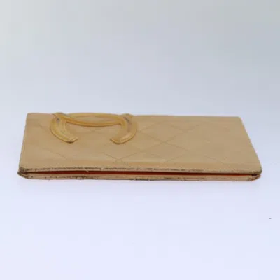 Pre-owned Chanel Cambon Beige Leather Wallet  () In Sand