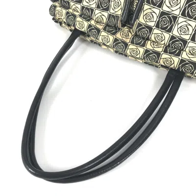 Pre-owned Chanel Camellia Black White Canvas Shoulder Bag Tote Bag ()