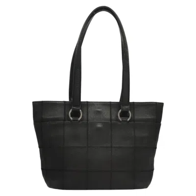Pre-owned Chanel Chocolate Bar Black Leather Tote Bag ()