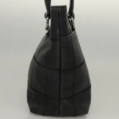 Pre-owned Chanel Chocolate Bar Black Leather Tote Bag ()