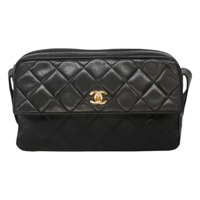 Pre-owned Chanel Coco Mark Black Leather Shoulder Bag ()