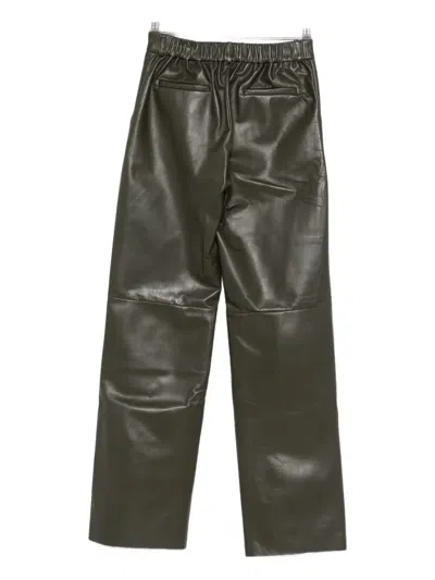 Antonelli Perlage Green Pants With Belt Loops And Elastic Waist On The Rear In Leather Woman In Green