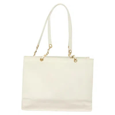 Pre-owned Chanel Grand Shopping White Leather Tote Bag ()
