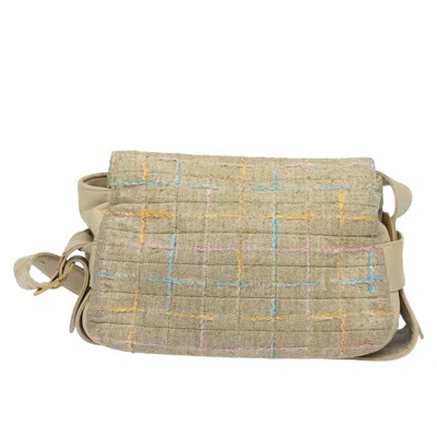 Pre-owned Chanel Single Flap Beige Wool Shoulder Bag ()