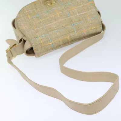 Pre-owned Chanel Single Flap Beige Wool Shoulder Bag ()
