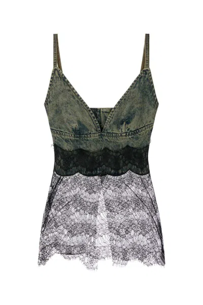 Giuseppe Di Morabito Lace Detailed Denim Sleeveless Top In Multi