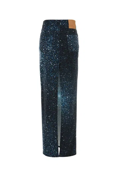 Giuseppe Di Morabito High Waist Denim Skirt With Glitter Finish In Multi