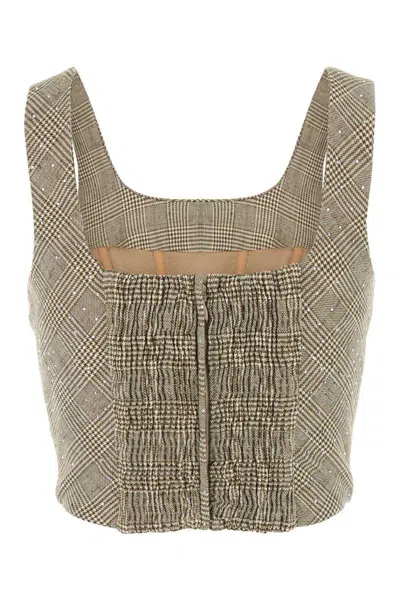 Giuseppe Di Morabito Square Neckline Sleeveless Cropped Top In Neutral