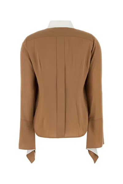 Max Mara Caramel Crepe Pio Shirt In Brown