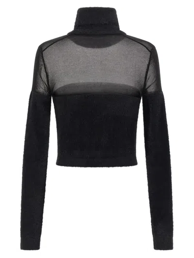 Elisabetta Franchi Brushed Insert Turtleneck Sweater Sweaters And Cardigans Black In Black