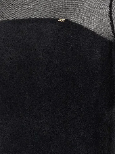 Elisabetta Franchi Brushed Insert Turtleneck Sweater Sweaters And Cardigans Black In Black