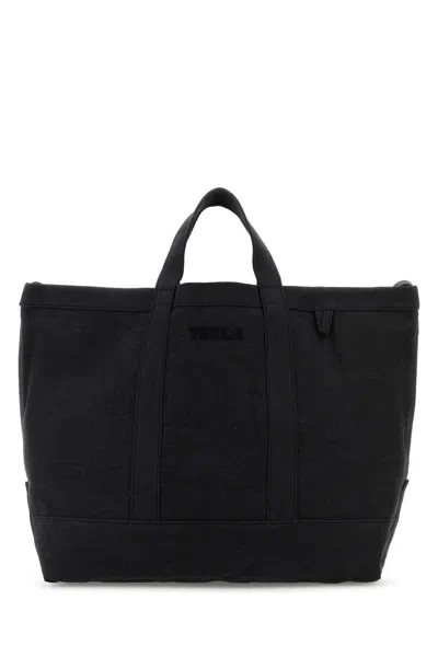 Tekla Slate Canvas Shopping Bag In Black