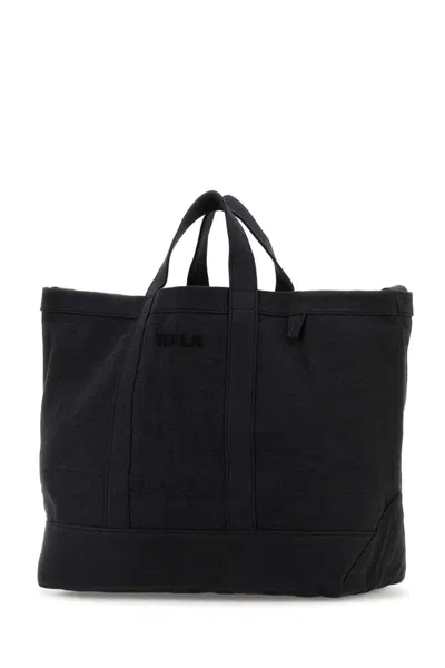Tekla Slate Canvas Shopping Bag In Black