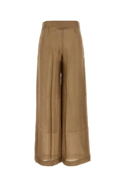 The Rose Ibiza Camel Silk Amanda Pant In Brown