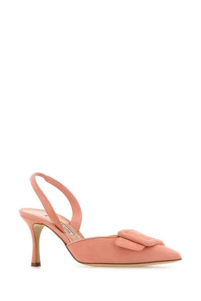 Manolo Blahnik Dark Pink Suede Maysli Pumps In Pink