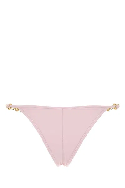 Reina Olga Low-rise Stretch Nylon Bikini Bottom With Gold-tone Accents In Pink
