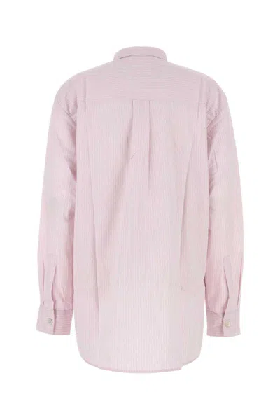 Tekla Embroidered Poplin Oversize Pyjama Shirt In Pink
