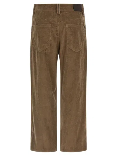 Brunello Cucinelli Straight Leg Corduroy Trousers Featuring Pockets In Brown