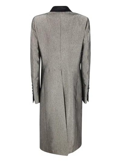Sapio Long Textured Coat Notch Lapel In Gray