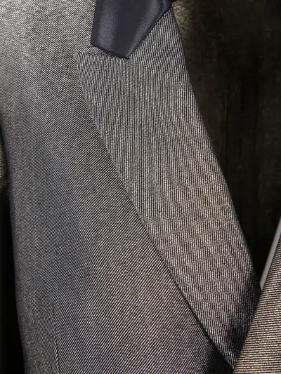 Sapio Long Textured Coat Notch Lapel In Gray