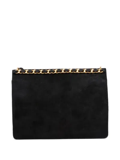 Pre-owned Chanel 1996-1997 Turnlock Chain Shoulder Bag In Black