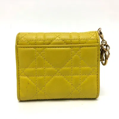 Pre-owned Dior Christian  Lady  Yellow Leather Wallet (tri-fold) ()