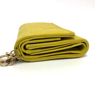 Pre-owned Dior Christian  Lady  Yellow Leather Wallet (tri-fold) ()