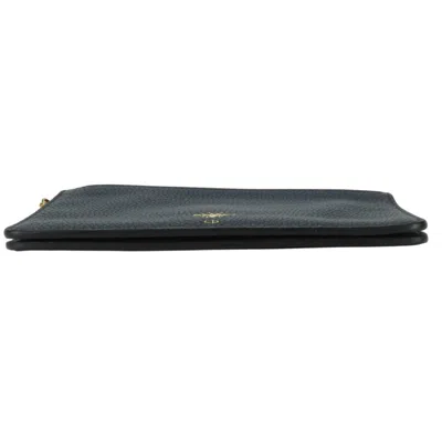 Pre-owned Dior Christian  Navy Leather Clutch Bag Pouch ()