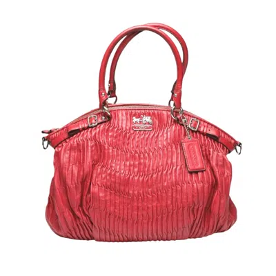 Pre-owned Coach Madison Red Color Leather Handbag Shoulder Bag ()