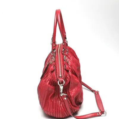 Pre-owned Coach Madison Red Color Leather Handbag Shoulder Bag ()