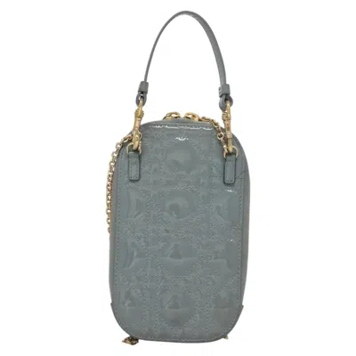 Pre-owned Dior Cannage Lady Grey Patent Leather Clutch Bag ()
