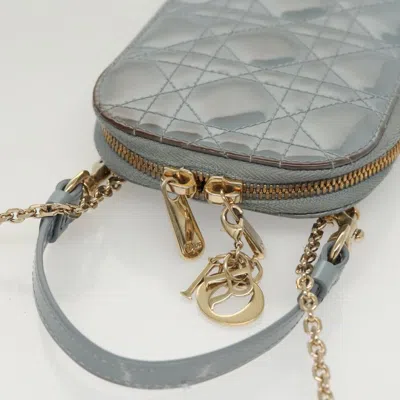 Pre-owned Dior Cannage Lady Grey Patent Leather Clutch Bag ()