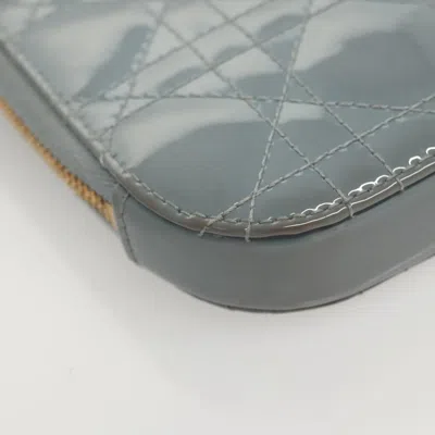 Pre-owned Dior Cannage Lady Grey Patent Leather Clutch Bag ()