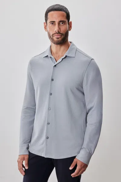 Robert Barakett Milo Long Sleeve Knit Shirt In Gray