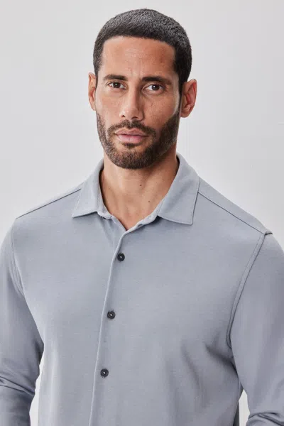 Robert Barakett Milo Long Sleeve Knit Shirt In Gray