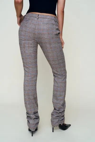 Danielle Guizio Ny Cora Ruched Hem Tartan Pant In Gray