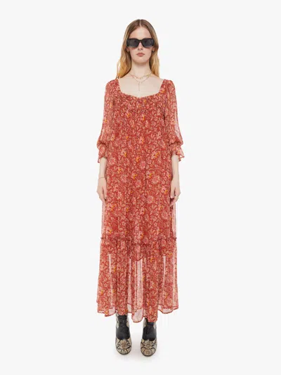 Alix Of Bohemia Lilium Sunset Floral-print Chiffon Midi Dress In Brown