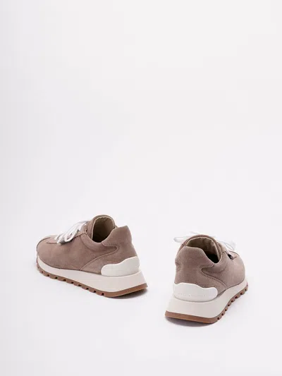Brunello Cucinelli Women Suede Sneakers In Brown
