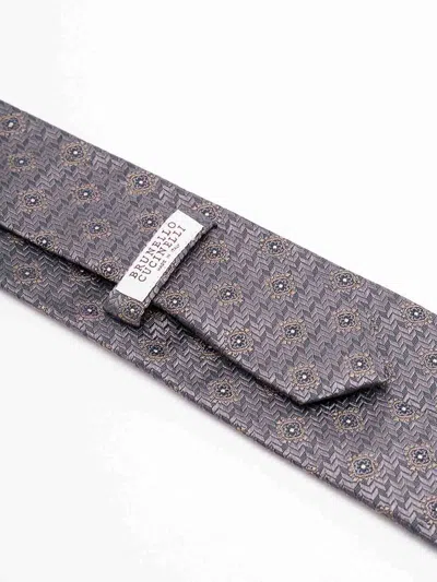 Brunello Cucinelli Patterned Slim Pointed Tip Tie In Brown
