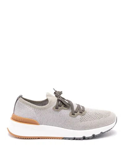 Brunello Cucinelli Knit Sneakers In Gray