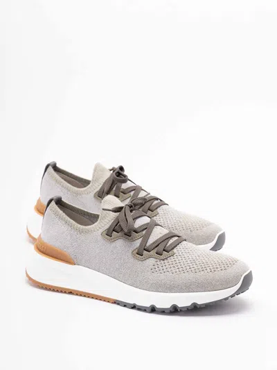 Brunello Cucinelli Knit Sneakers In Gray