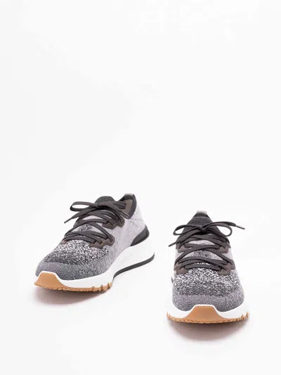 Brunello Cucinelli Knit Sneakers In Gray